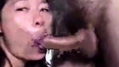 Asian horny mom gets her face full of cum