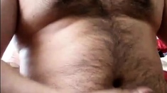 Chubby daddy bear jacking on cam