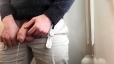 Thick uncut cock pissing