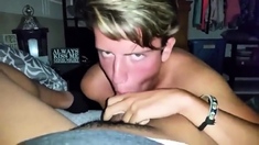 Twink friend strokes me and I cum in his mouth