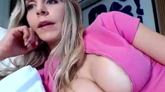 Amateur blond girl with big boobs getting fucked