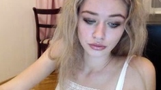 Russian Blonde Babe Masturbating her pussy on webcam