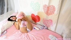 Brunette solo honey shows her masturbating skills