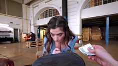 Perfect brunette teen gives a masterful POV blowjob