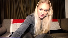 Blonde European Pamela Blond jerking off a Huge Dick