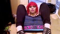 Emo Crossdresser Plays with Sex Toy on Webcam