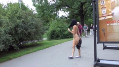Amateur hottie fucked outdoor in public