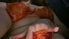 Busty brunette anal solo masturbation