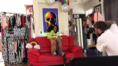 Black girl Ariana Aimes tries on a lot of clothes