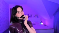 Latex slim super hot teen BDSM toys playing