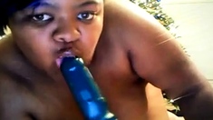 Black BBW Tests Her New Sex Toy on Webcam