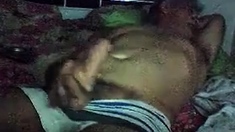 Big-Cock Daddy Strokes Solo on Bed