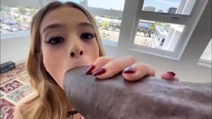 Petite Blonde Struggles to Swallow Massive BBC in Steamy