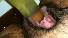 Hairy pussy bate while in public bathroom