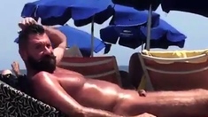 Str8 spy daddy bear at the beach