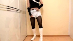 Me Crossdressing In Pantyhose Wanking My Cock With Cumshot